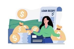 Girl With Loan Money Illustration concept on white background vector