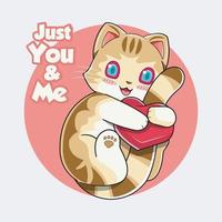 día de San Valentín. lindos gatos con amor abrazos ilustración vectorial descarga gratuita vector