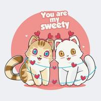 Valentine day. Cute Cat with her lover vector illustration free download