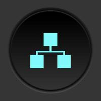 Round button icon, Database, server, storage. Button banner round, badge interface for application illustration on dark background vector
