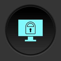 Round button icon, Database, server, clock, monitor. Button banner round, badge interface for application illustration on dark background vector