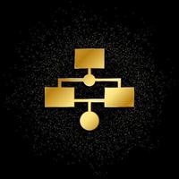 Database, server, workflow gold icon. Vector illustration of golden particle background.