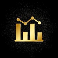 Database, server, bar chart gold icon. Vector illustration of golden particle background.