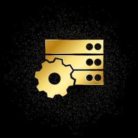 Database, server, gee gold icon. Vector illustration of golden particle background.