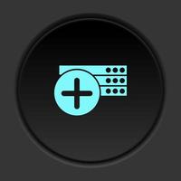 Round button icon, Database, server. Button banner round, badge interface for application illustration on dark background vector