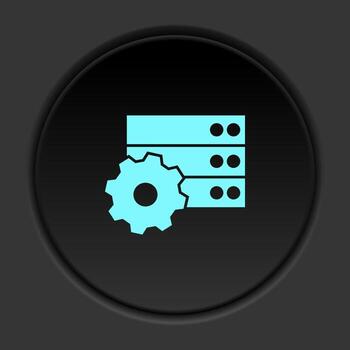 icono de botón redondo, base de datos, servidor, equipo. banner de botón redondo, interfaz de insignia para la ilustración de la aplicación sobre fondo oscuro vector