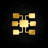 Database, server, sitemap gold icon. Vector illustration of golden particle background.