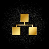 Database, server, storage gold icon. Vector illustration of golden particle background.