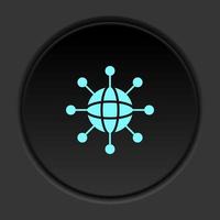 Round button icon, Database, server, network. Button banner round, badge interface for application illustration on dark background vector