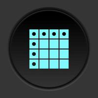 Round button icon, Database, server, excel. Button banner round, badge interface for application illustration on dark background vector