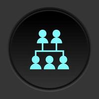 Round button icon, Database, server, network. Button banner round, badge interface for application illustration on dark background vector