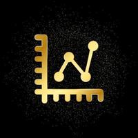 Database, server ,line chart gold icon. Vector illustration of golden particle background.