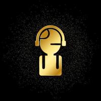 Database, server, customer gold icon. Vector illustration of golden particle background.