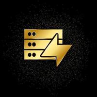 Database, server, electricity gold icon. Vector illustration of golden particle background.