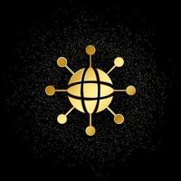 Database, server, network gold icon. Vector illustration of golden particle background.