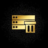 Database, server, storage gold icon. Vector illustration of golden particle background.