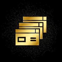 Database, server, brewers gold icon. Vector illustration of golden particle background.