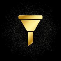 Database, server, funnel gold icon. Vector illustration of golden particle background.