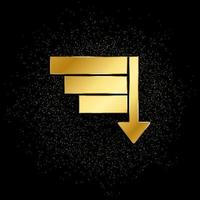 Database, server, sort gold icon. Vector illustration of golden particle background.