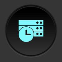 Round button icon, Database, server, clock. Button banner round, badge interface for application illustration on dark background vector