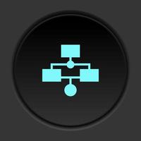 Round button icon, Database, server, workflow. Button banner round, badge interface for application illustration on dark background vector