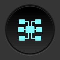 Round button icon, Database, server, sitemap. Button banner round, badge interface for application illustration on dark background vector