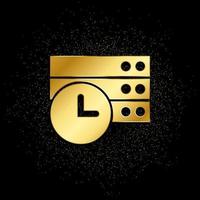 Database, server, o'clock gold icon. Vector illustration of golden particle background