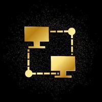 Database, server, land gold icon. Vector illustration of golden particle background.