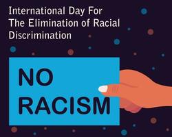 illustration vector graphic of hand holding paper saying no racism, perfect for international day, the elimination of racial discrimination, celebrate, greeting card, etc.