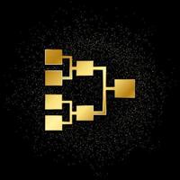 Database, server, diagram gold icon. Vector illustration of golden particle background.