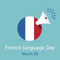 illustration vector graphic of french flag and megaphone, perfect for international day, french language day, celebrate, greeting card, etc.