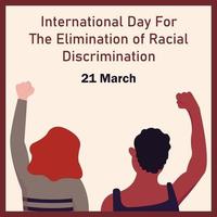 ilustración gráfica vectorial de dos mujeres de piel diferente levantaron las manos juntas, perfectas para el día internacional, la eliminación de la discriminación racial, celebración, tarjeta de saludo, etc. vector