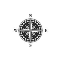 Compass vector logo design in black and white