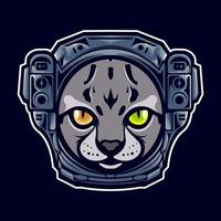 Cat head with astronaut helmet vector