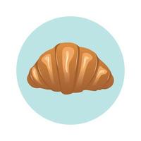 sabroso croissant sobre un fondo azul. ilustración vectorial vector