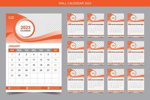 calendario de pared 2023 plantilla de diseño creativo y colorido vector