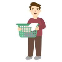 holding clothes basket vector