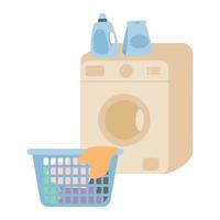 10.epslaundry basket and cleaning products vector