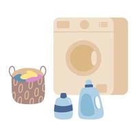 Washing machine with basket and detergents vector