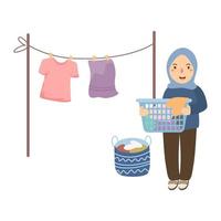 Clothes hanging on line vector