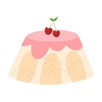 sweet dessert panna cotta berry cream jelly vector