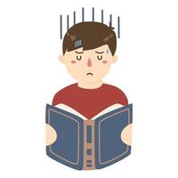 stressed of learning while reading a book vector