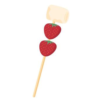 Marshmallows with Fresh Strawberries on Skewers vector