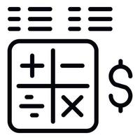 vector de contorno de icono de calculadora de economía. negocio financiero