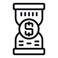 Hourglass money icon outline vector. Bank economy vector