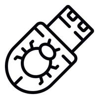 Usb data bug icon outline vector.Cyber crime vector