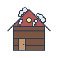 casa con icono de vector de nieve