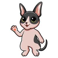 Cute cat cornish rex cartoon waving hand vector