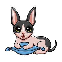 lindo gato cornish rex dibujos animados en la almohada vector