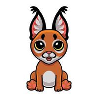 Cute caracal cat cartoon sitting vector